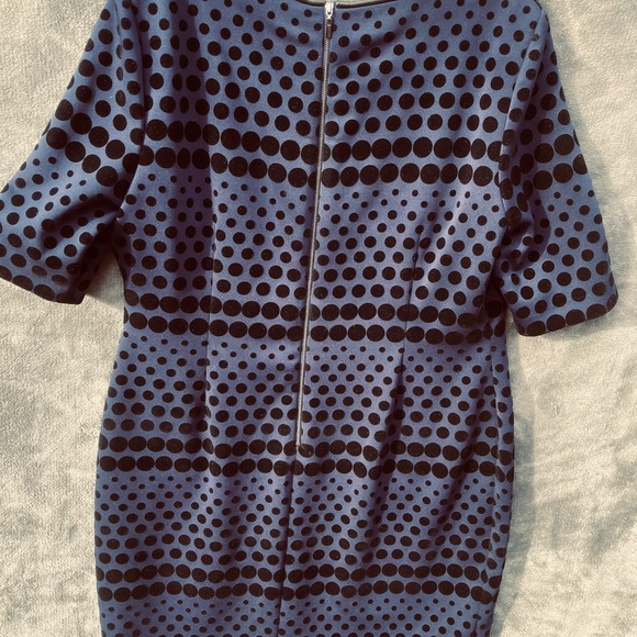 Tahari by Arthur S. Levine Dress Navy/Black Velvet Polka Dots Leather collar- 16 - Picture 2 of 5